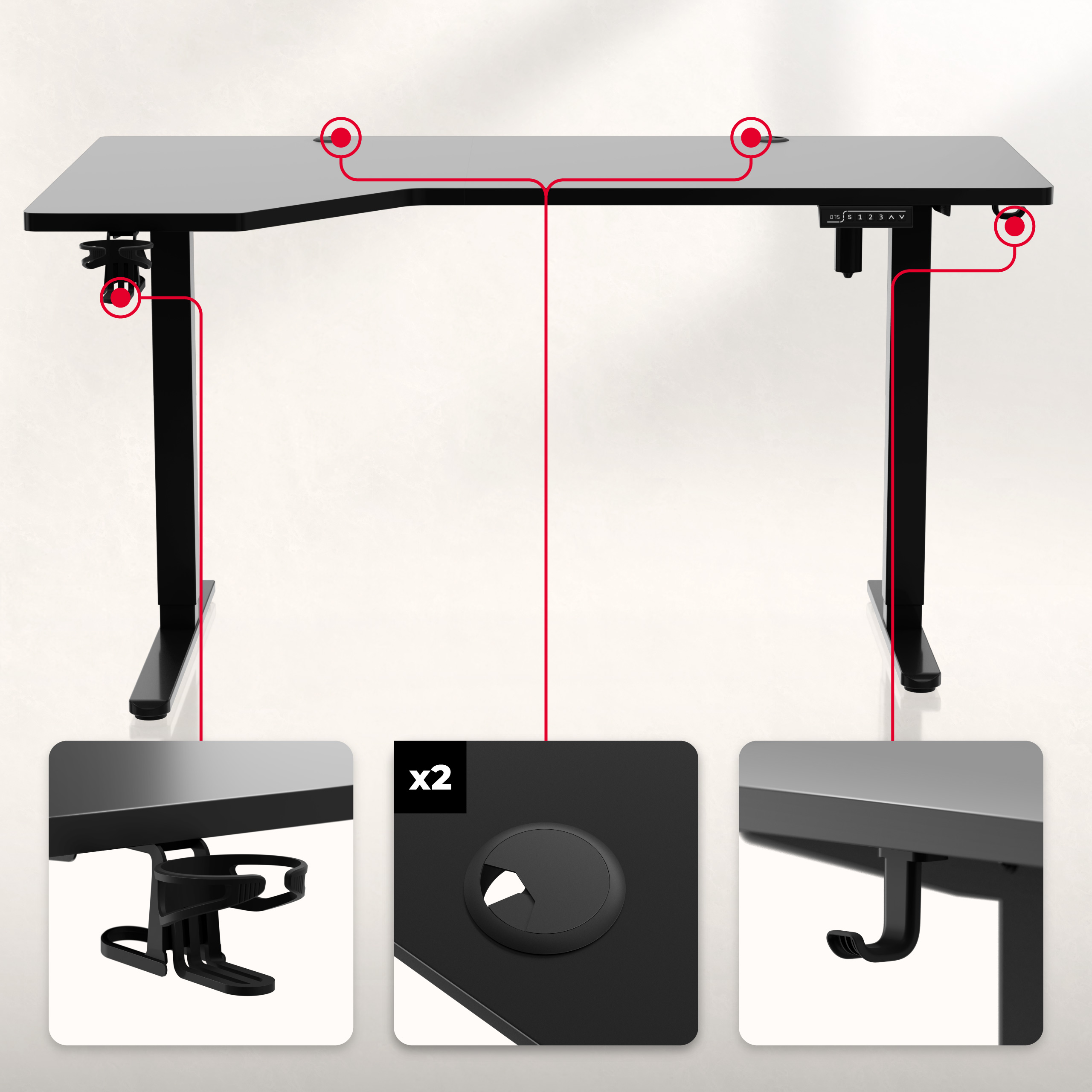 Widok z góry na biurko gamingow Huzaro Hero 9.1