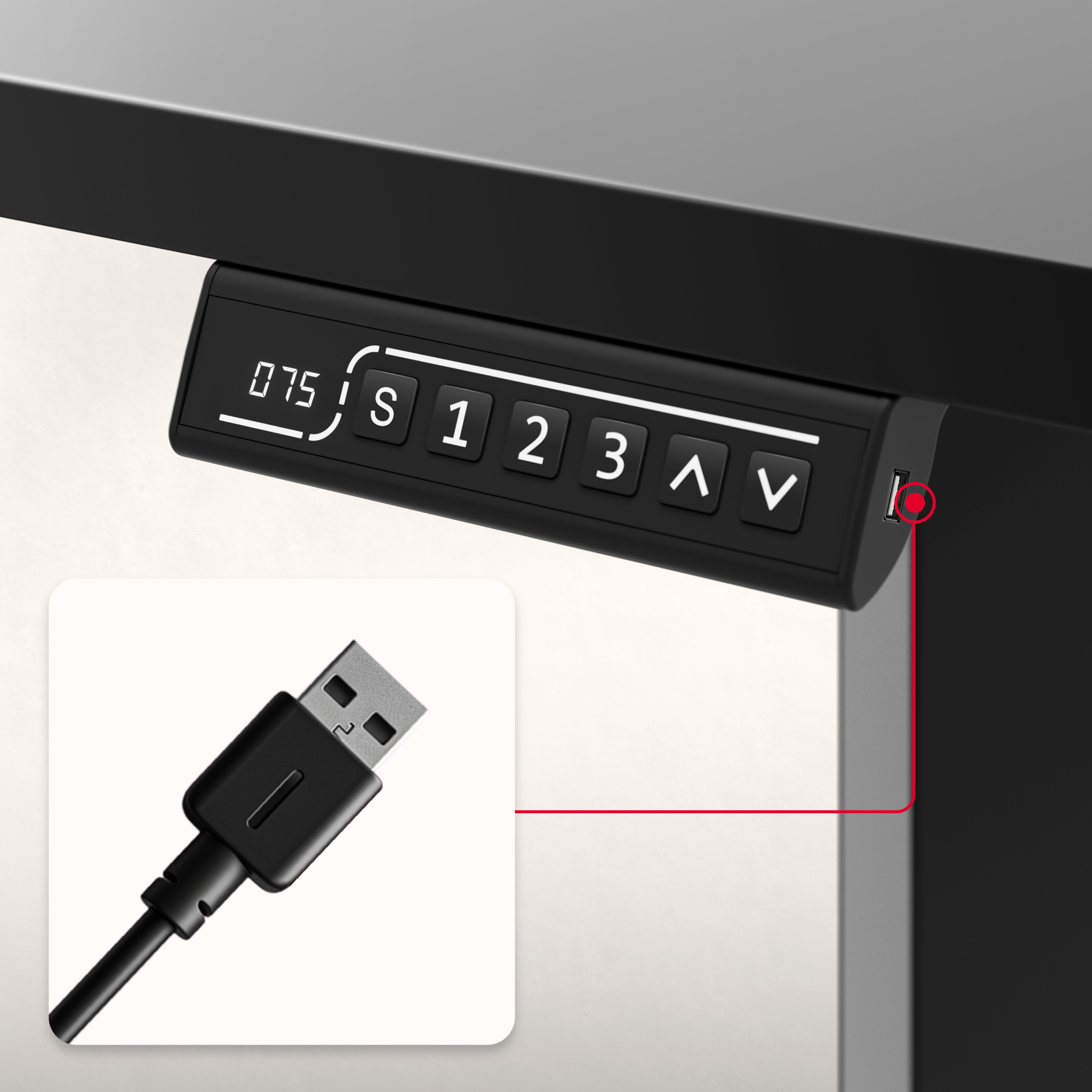 Biurko elektryczne Huzaro Hero 9.1 panel USB i C