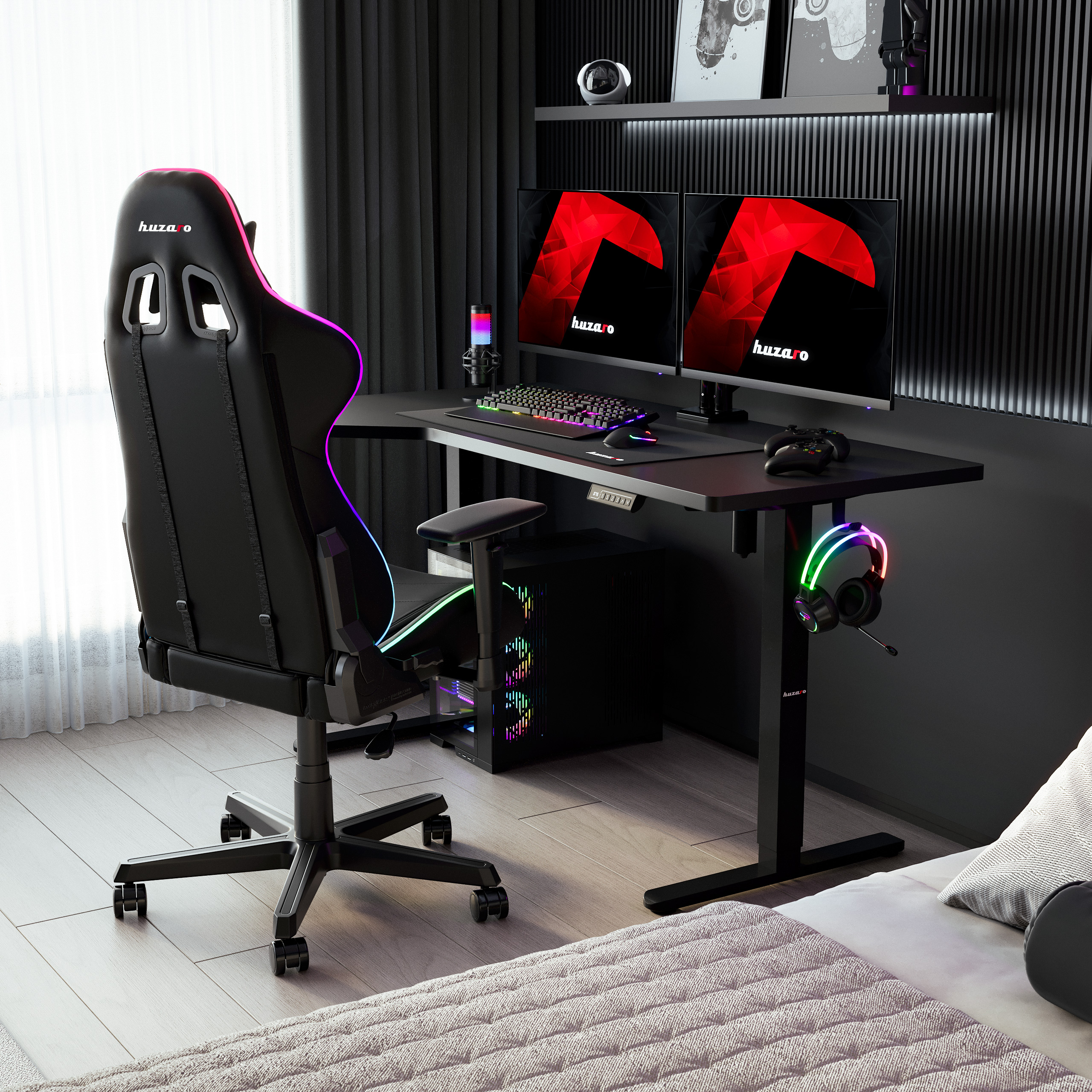 Biurko gamingowe elektryczne Huzaro Hero 9.1 detale