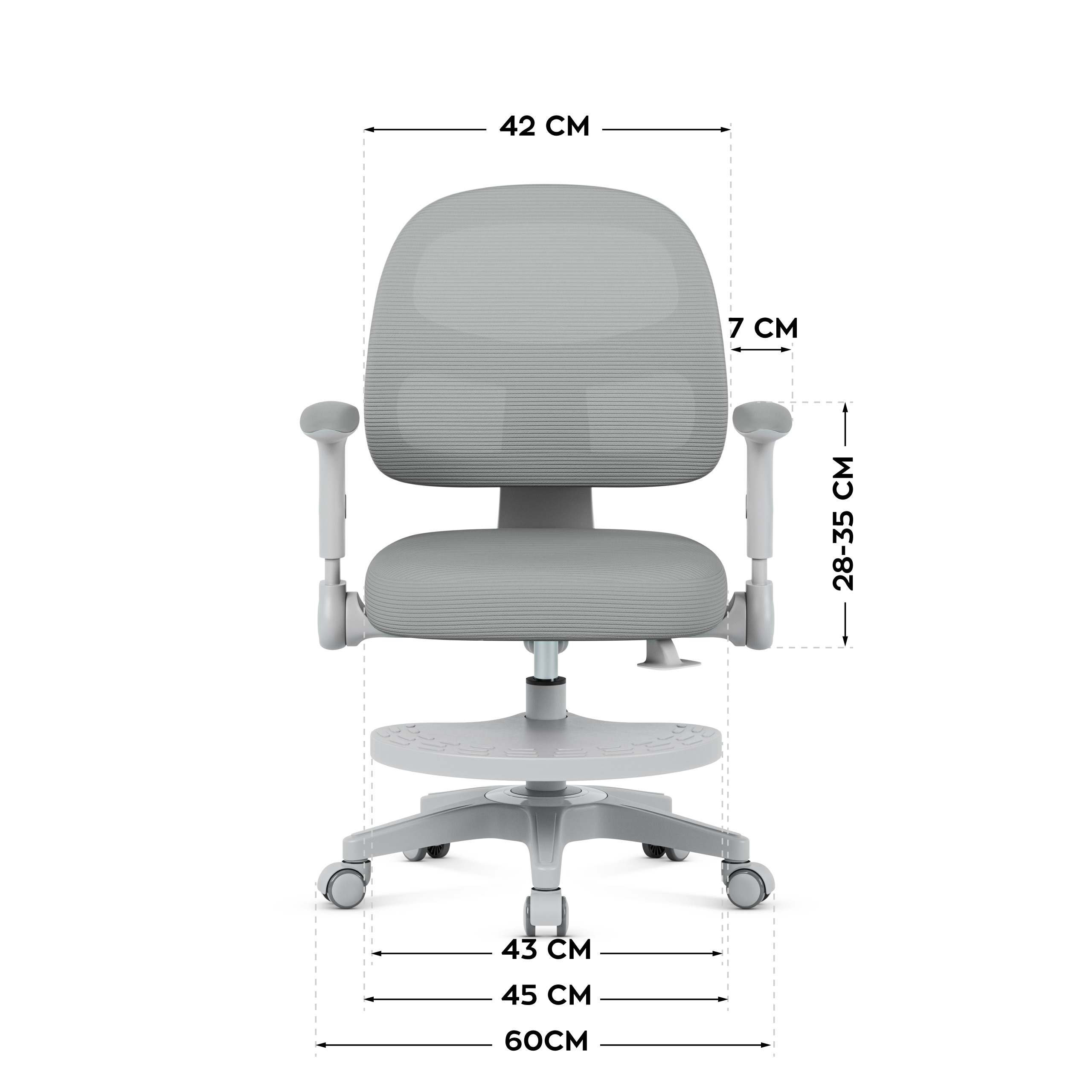 Wymiary fotela Junior 5.0 Grey