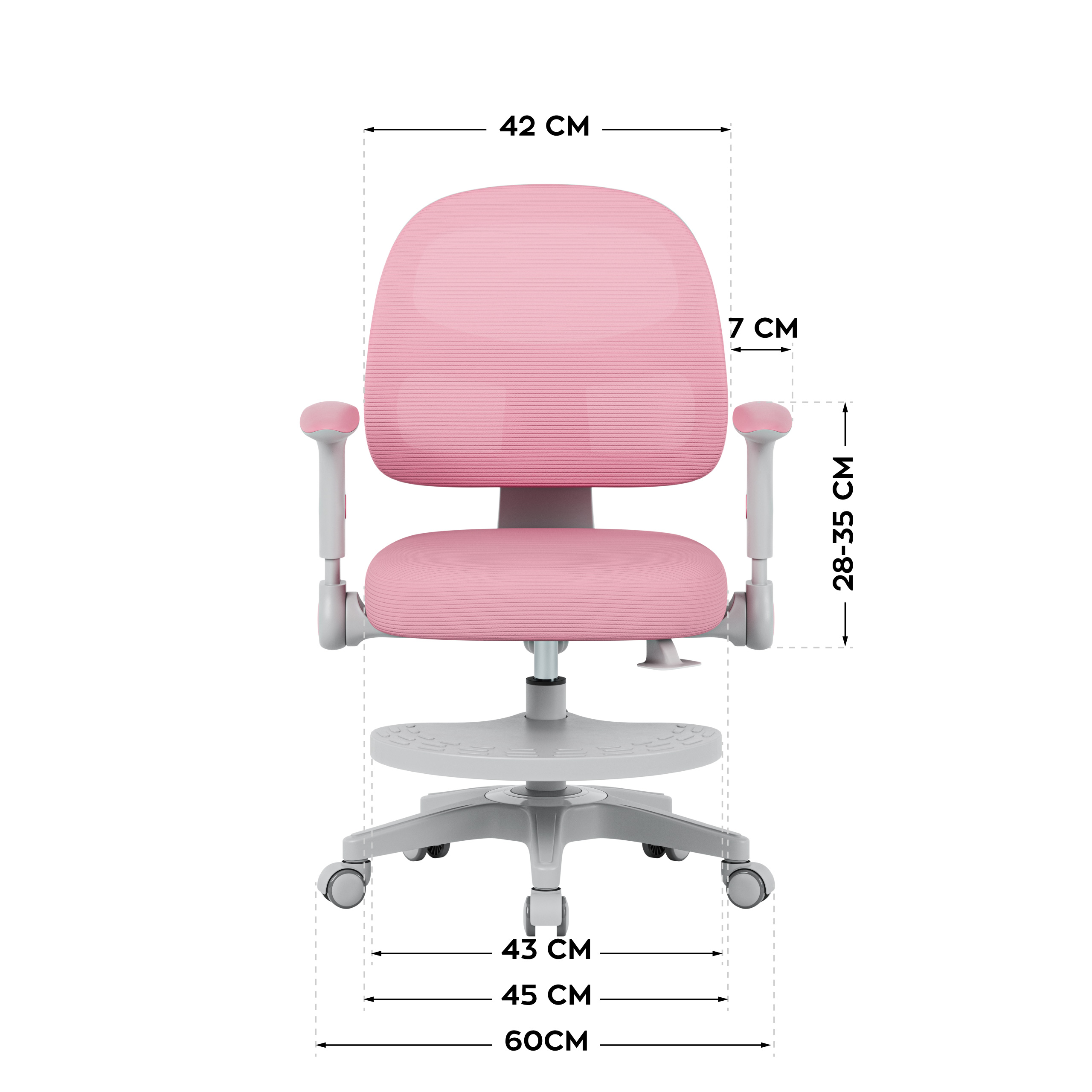 Wymiary fotela Junior 5.0 Pink